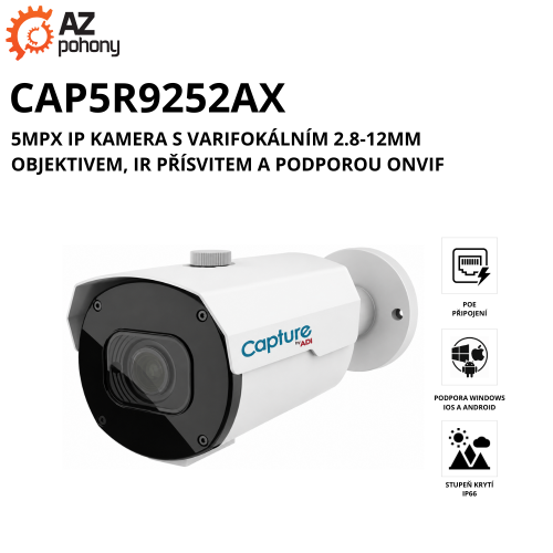 CAP5R9252AX - 5Mpx IP kamera s varifokálním 2.8-12mm objektivem, IR přísvitem a podporou ONVIF